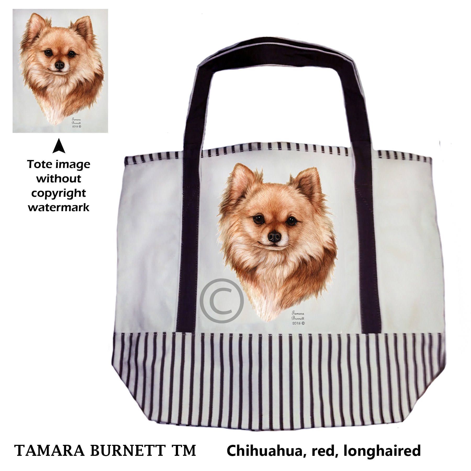 Chihuahua Long Haired Red Tote Bag image