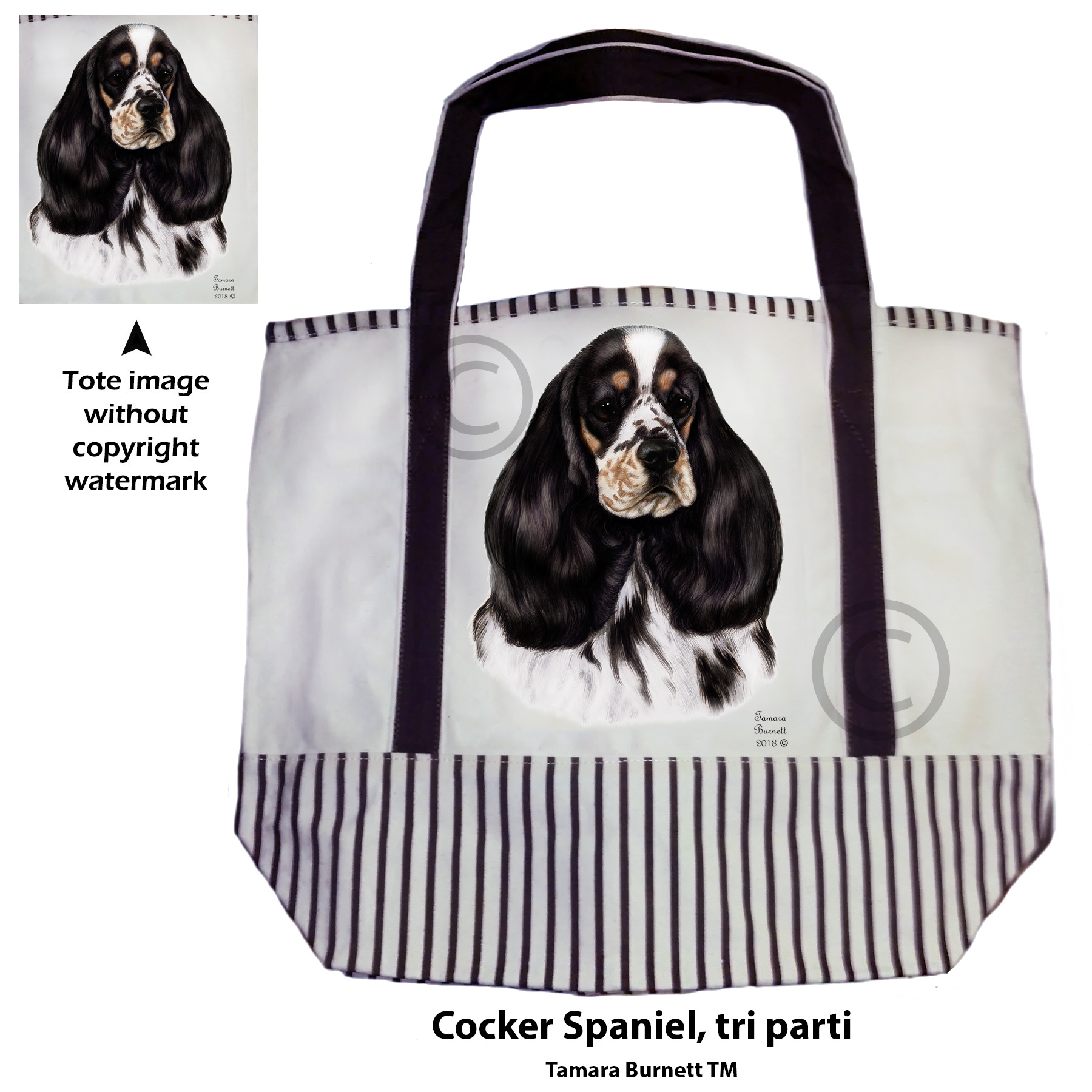 Cocker Spaniel Tri Parti Tote Bag image