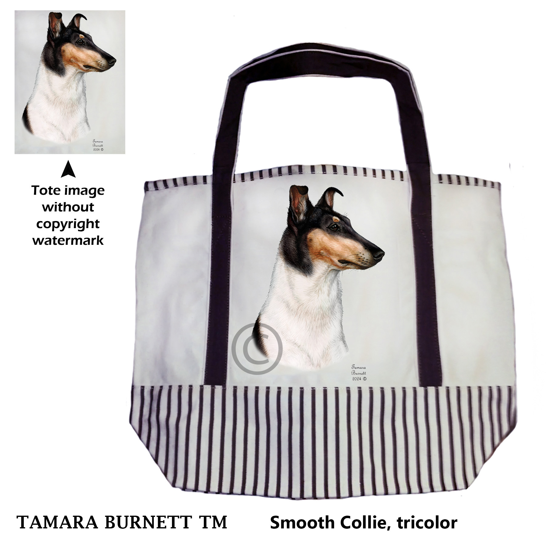Smooth Collie Tri Color Tote Bag image