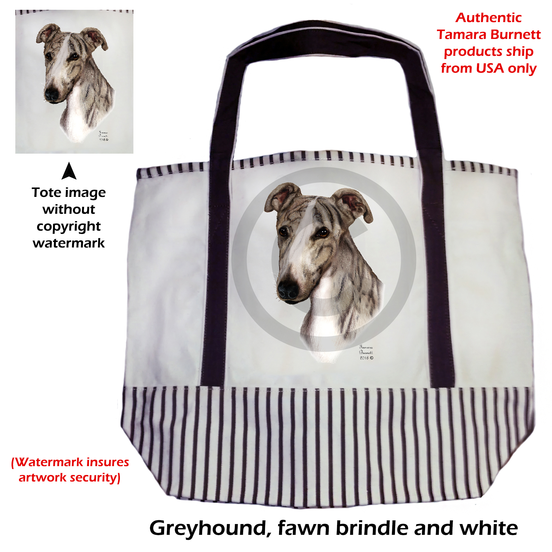 Greyhound Fawn Brindle  Tote Bag image