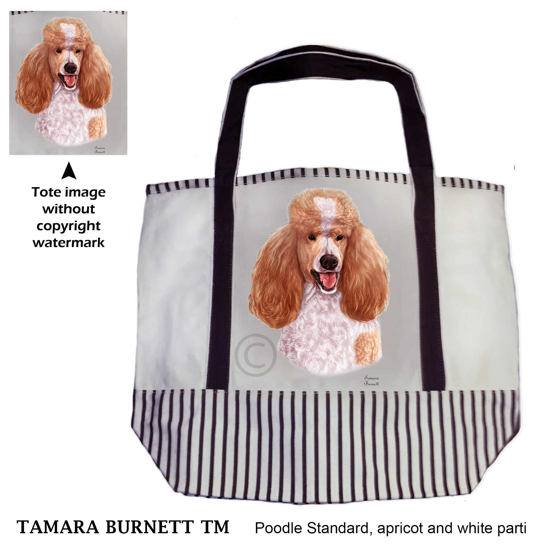 Poodle Standard Apricot and White Tote Bag image