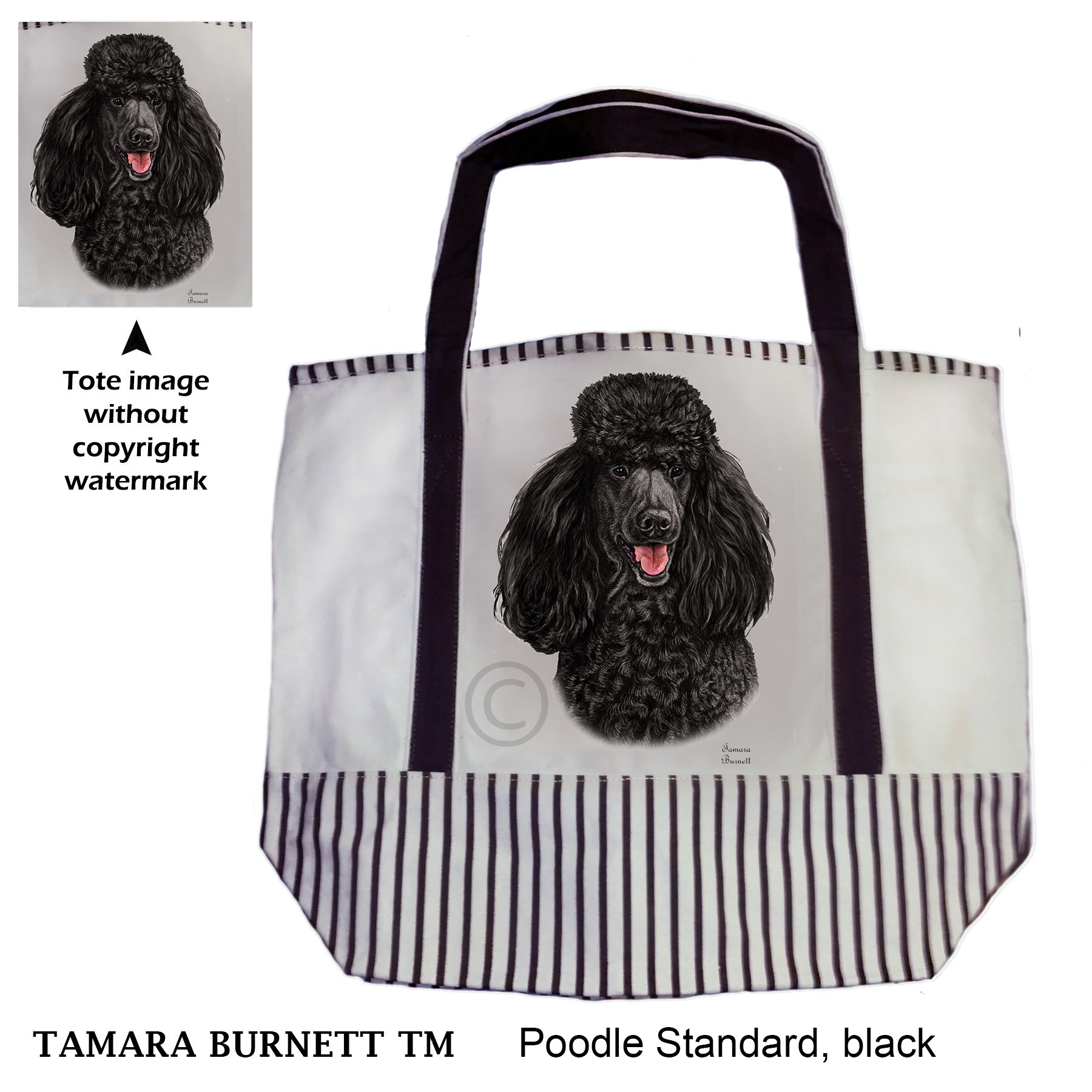 Poodle Standard Black Tote Bag image