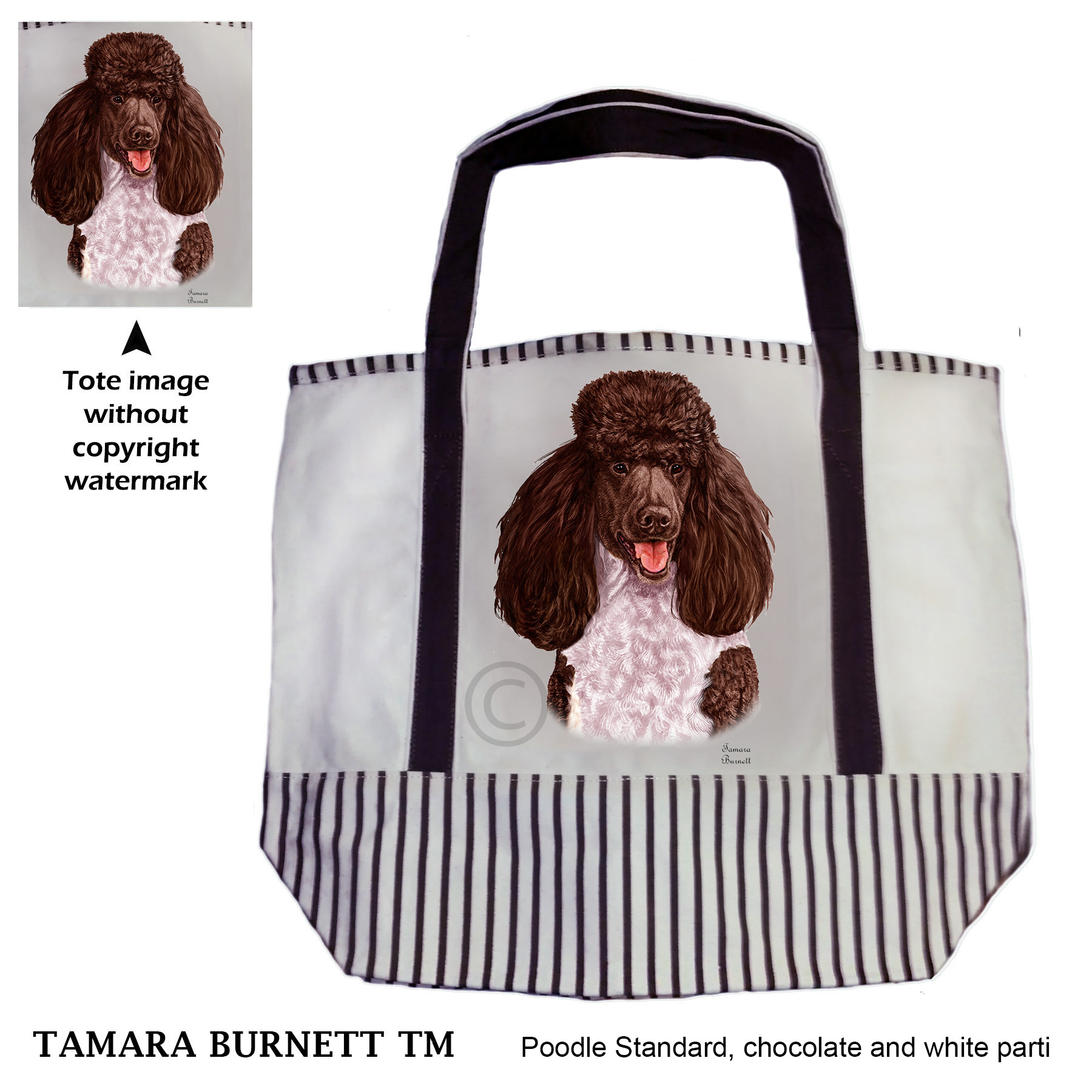 Poodle Standard Chocolate and White Parti Tote Bag image