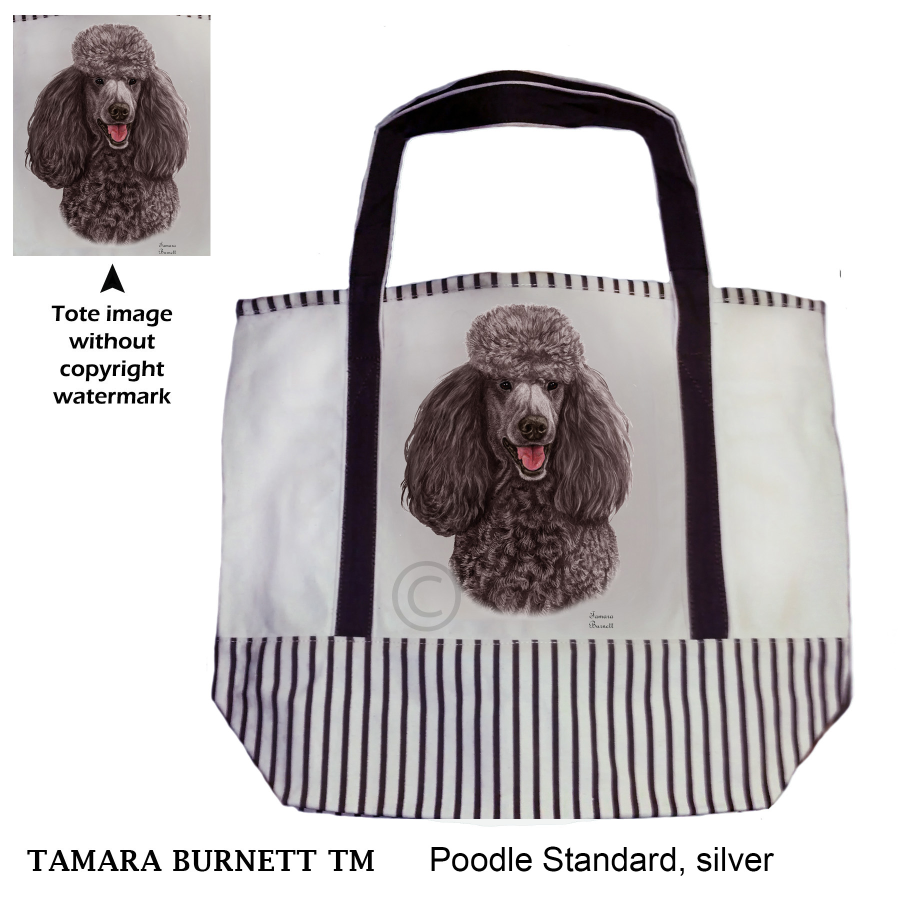 Poodle Standard Silver Tote Bag image