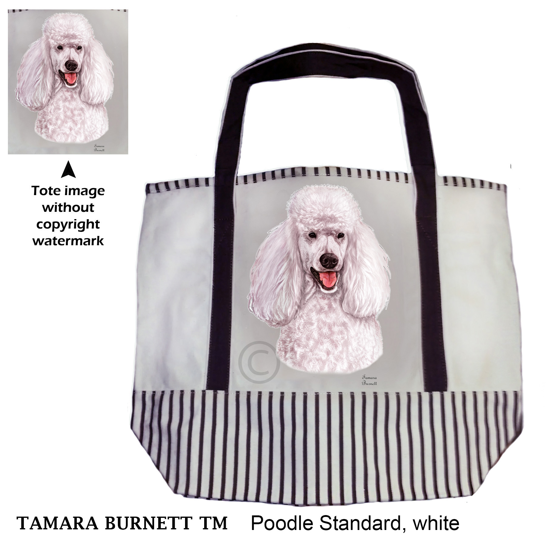 Poodle Standard White Tote Bag image Poodle Standard White Tote Bag image