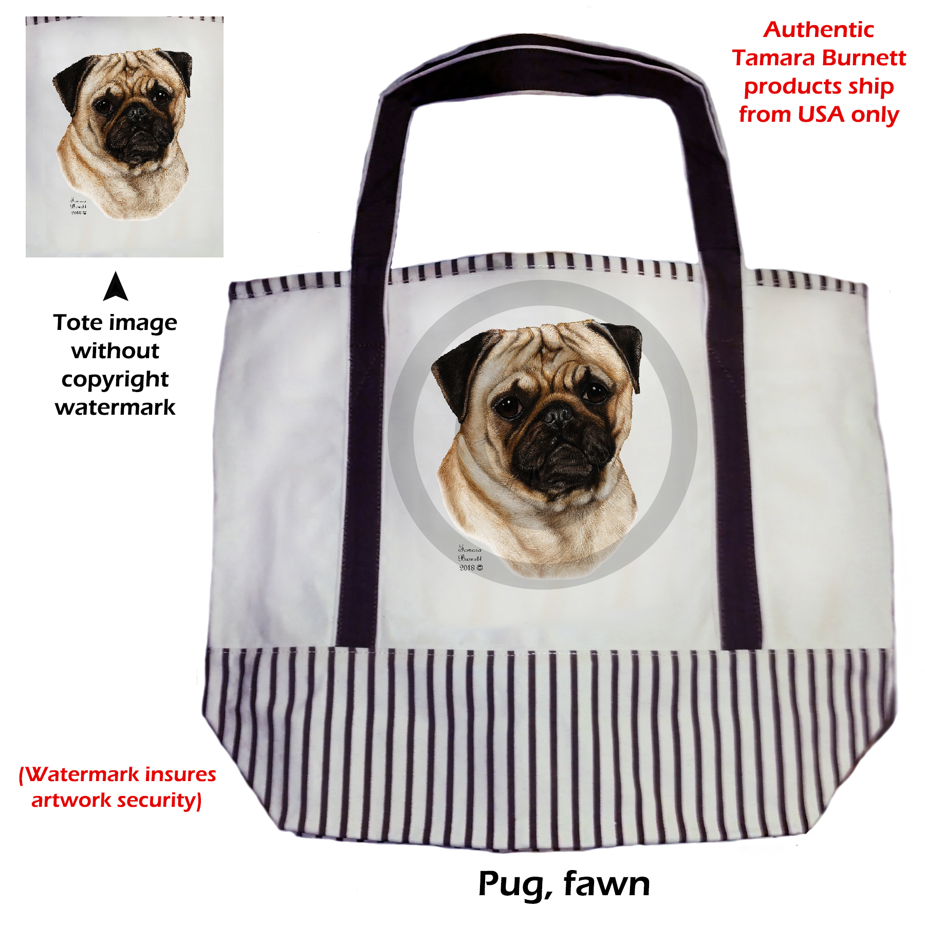 Pug Fawn  Tote Bag image