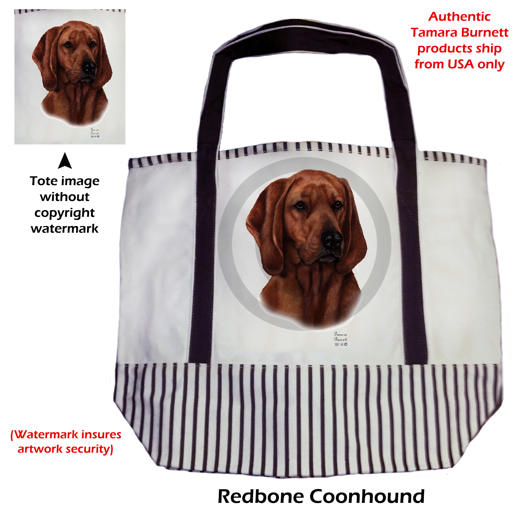 Coonhound Redbone  Tote Bag Image