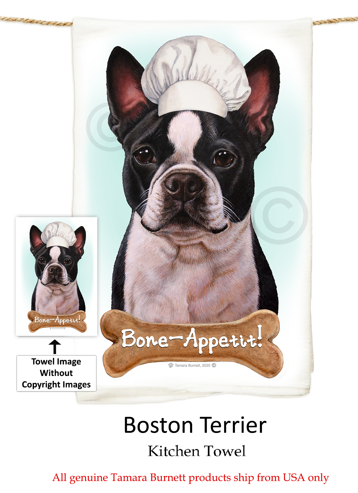An image of product 9337 - Boston Terrier - Flour Sack Towel
