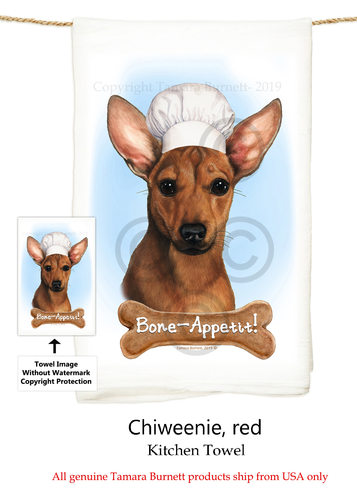 Chiweenie Red - Flour Sack Towel Image