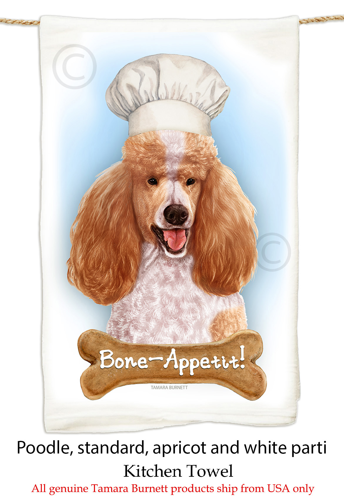 Poodle Standard Apricot and White - Flour Sack Towel image Poodle Standard Apricot and White - Flour Sack Towel image