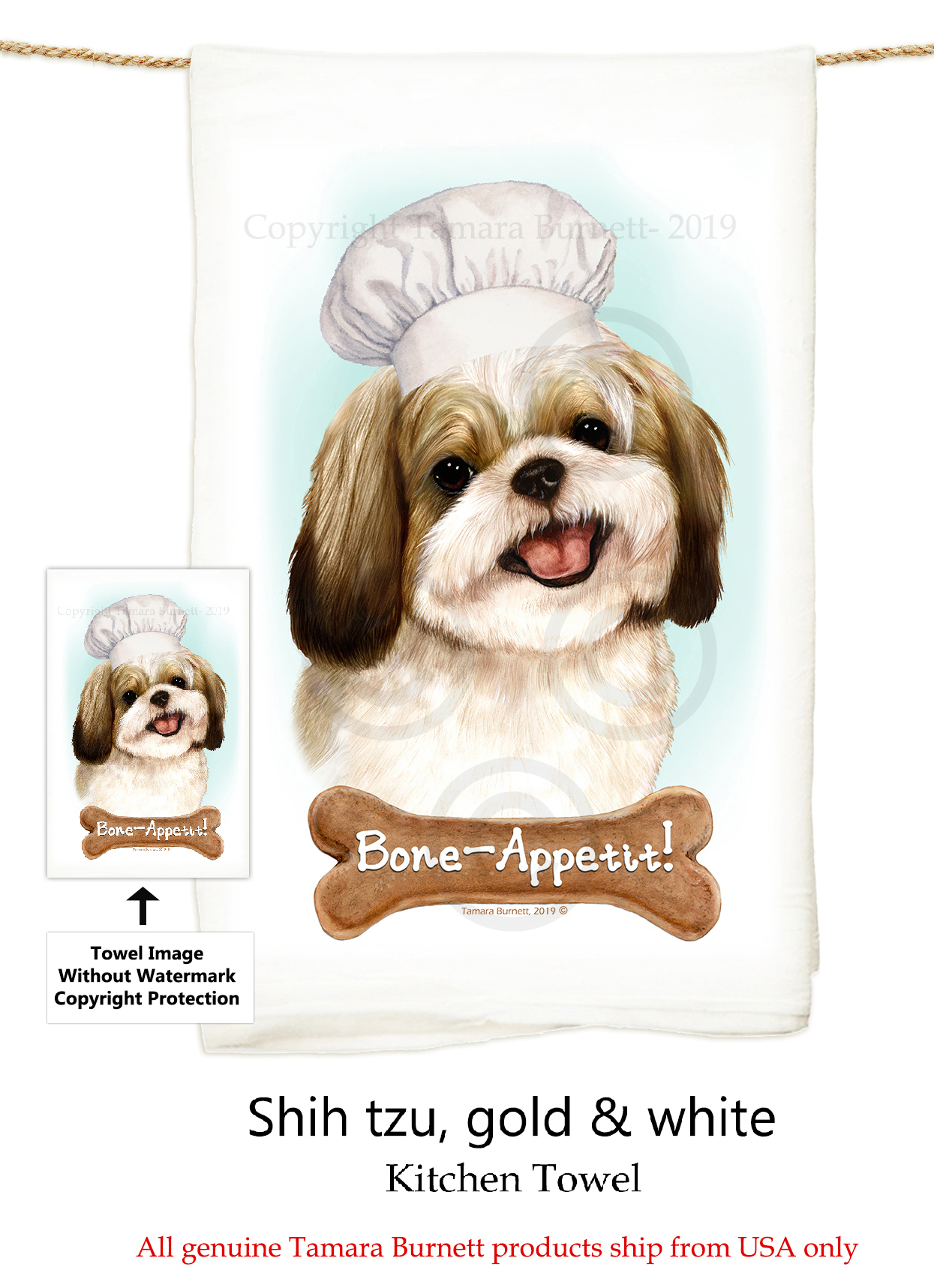 Shih Tzu Gold & White - Flour Sack Towel Image
