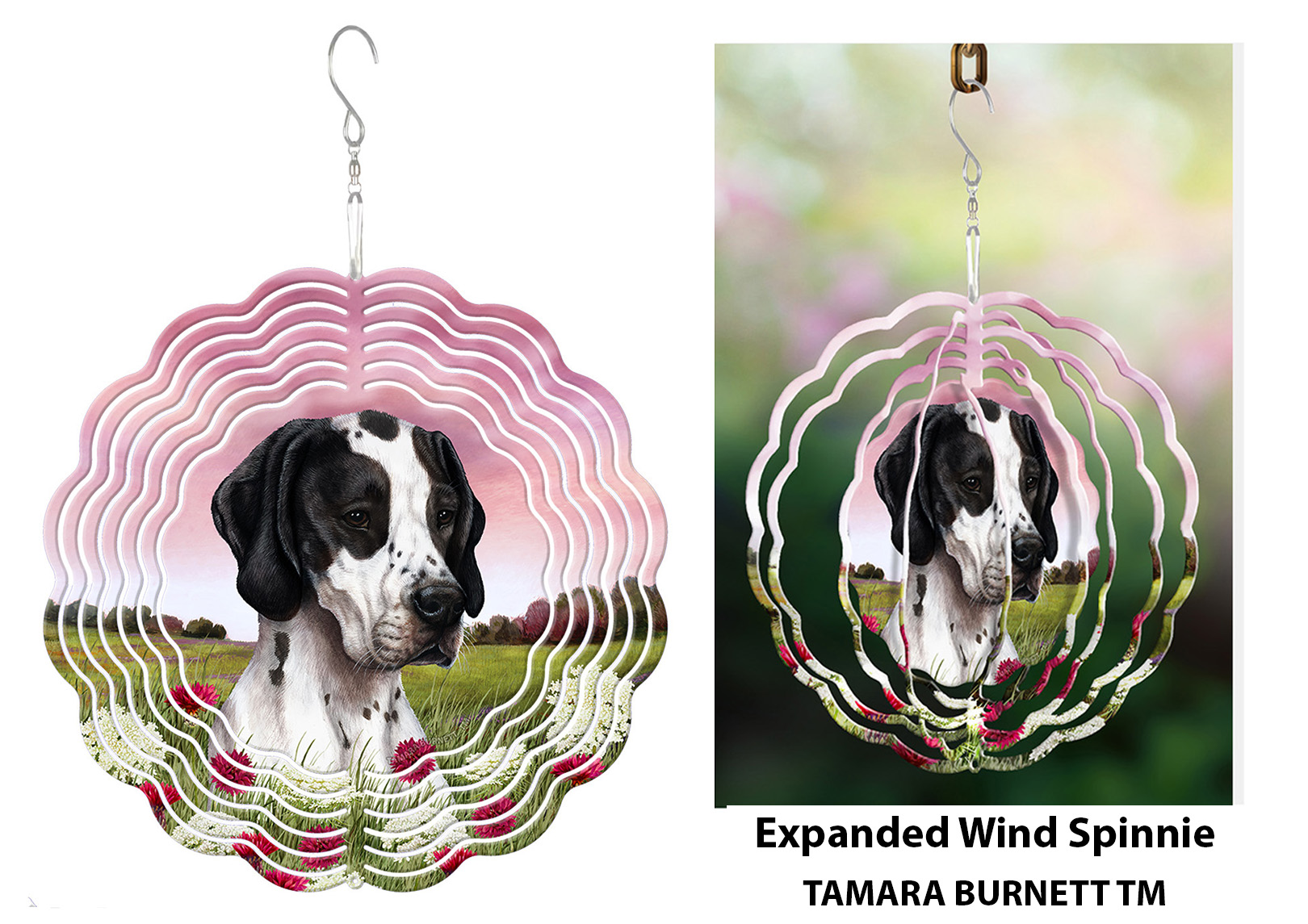 An image of product 30279 - English Pointer Black and White - Wind Spinner