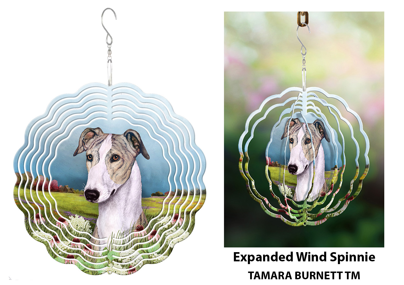 Greyhound Fawn Brindle and White - Wind Spinner image