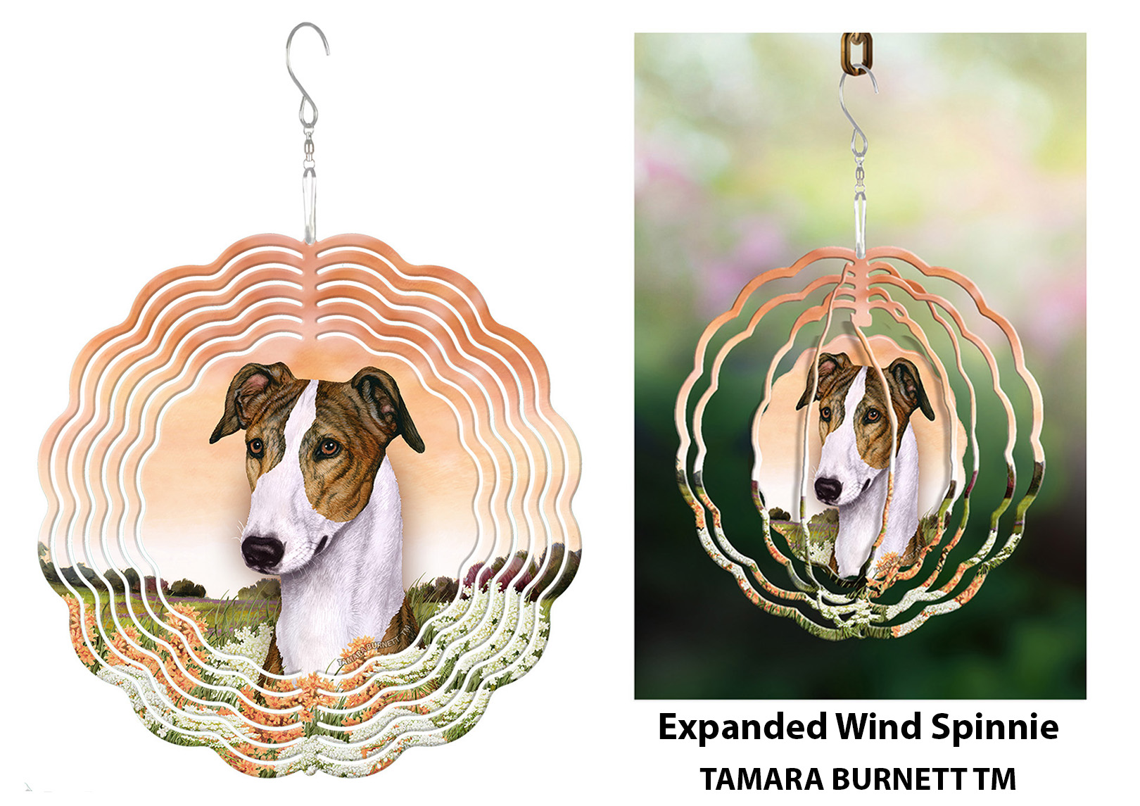 Greyhound Red Brindle and White - Wind Spinner image