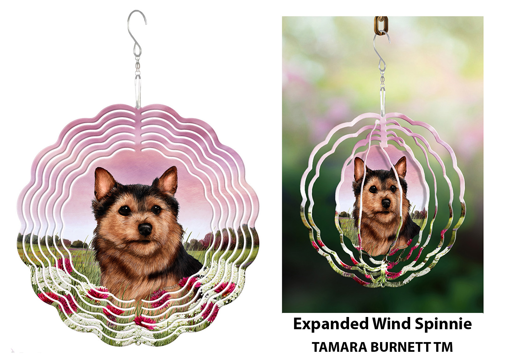 An image of product 30396 - Norwich Terrier Black and Tan - Wind Spinner