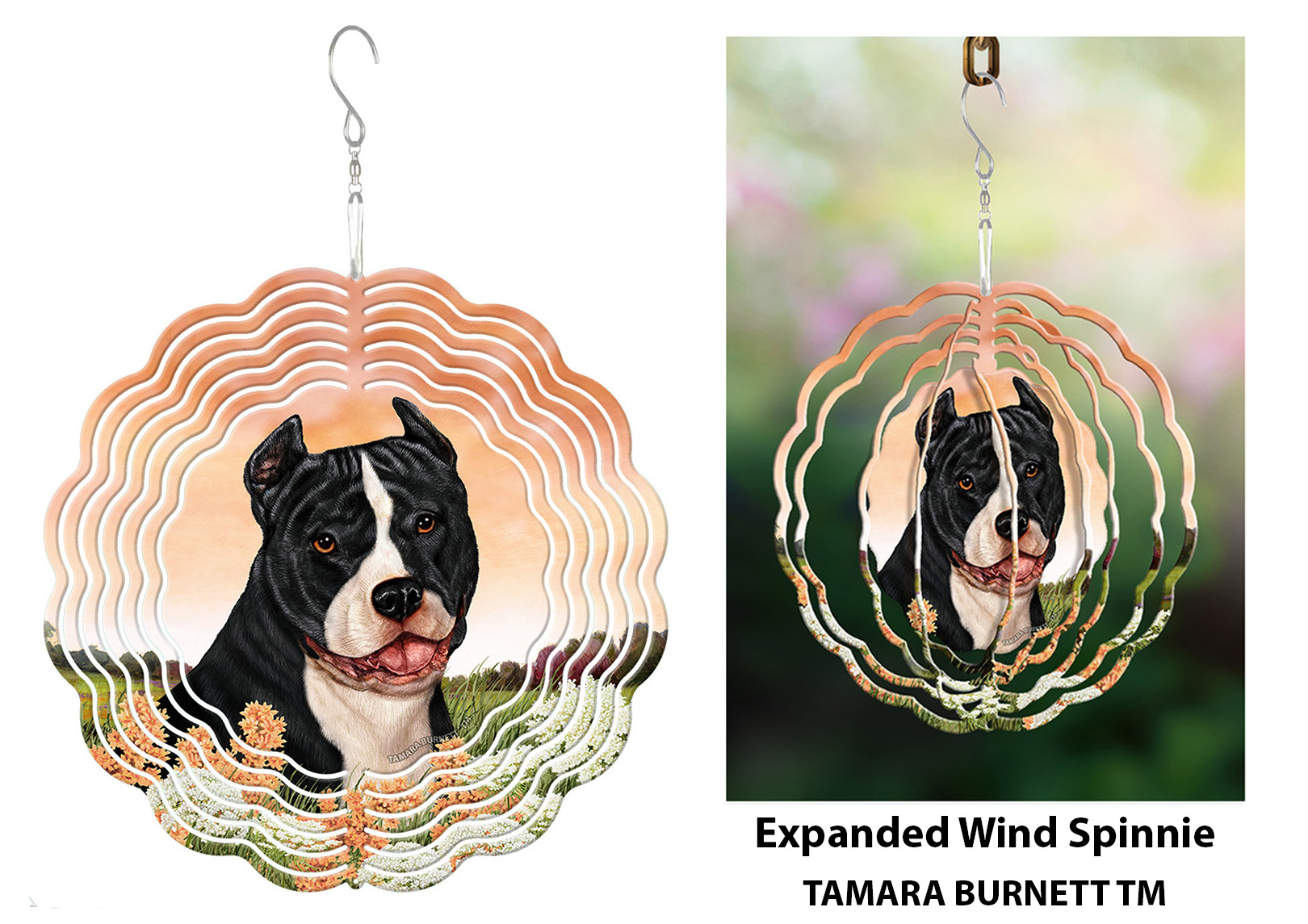 Pit Bull Black and White Cropped - Wind Spinner image