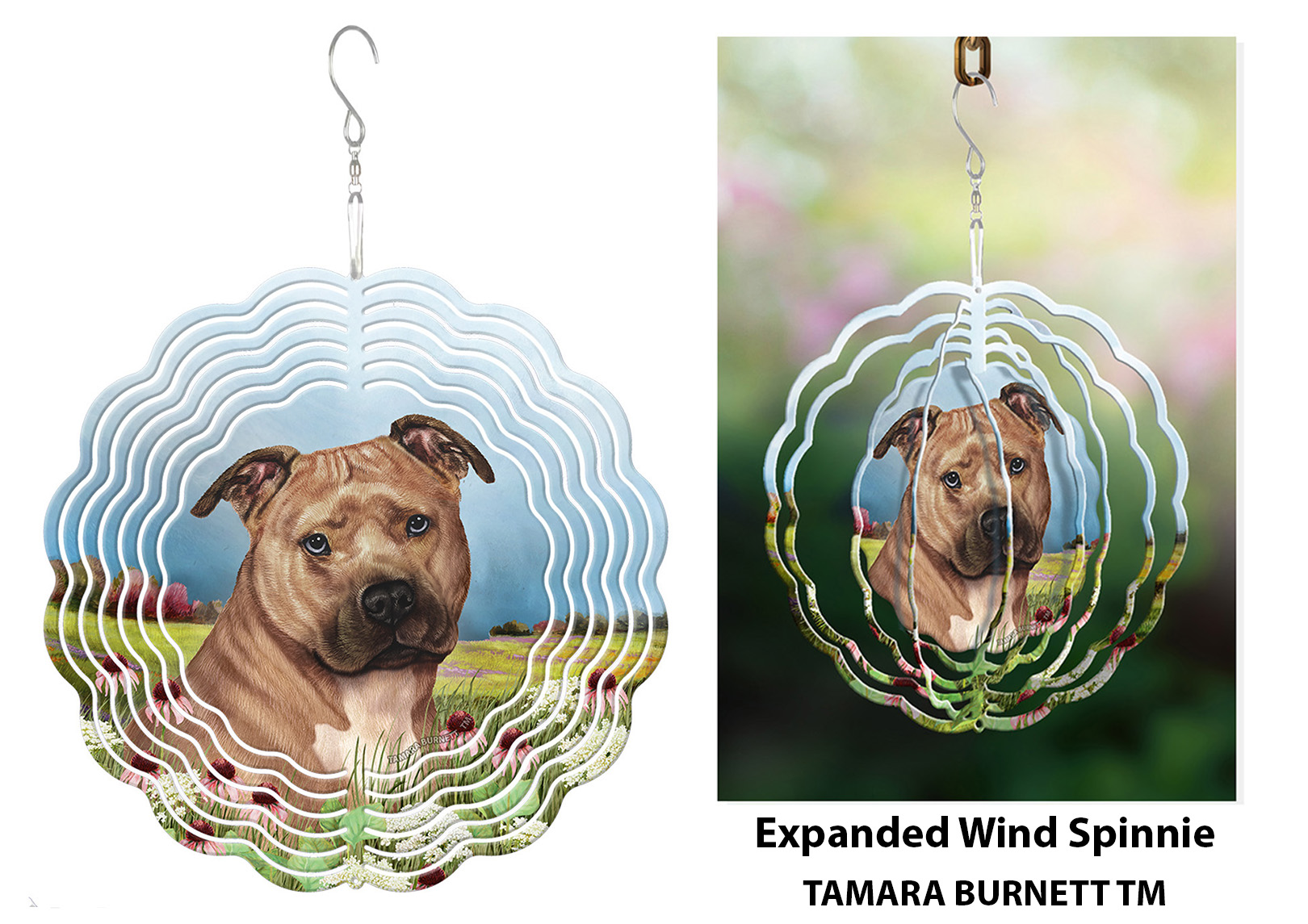 Pit Bull Brown and White Uncropped Style 2 - Wind Spinner image