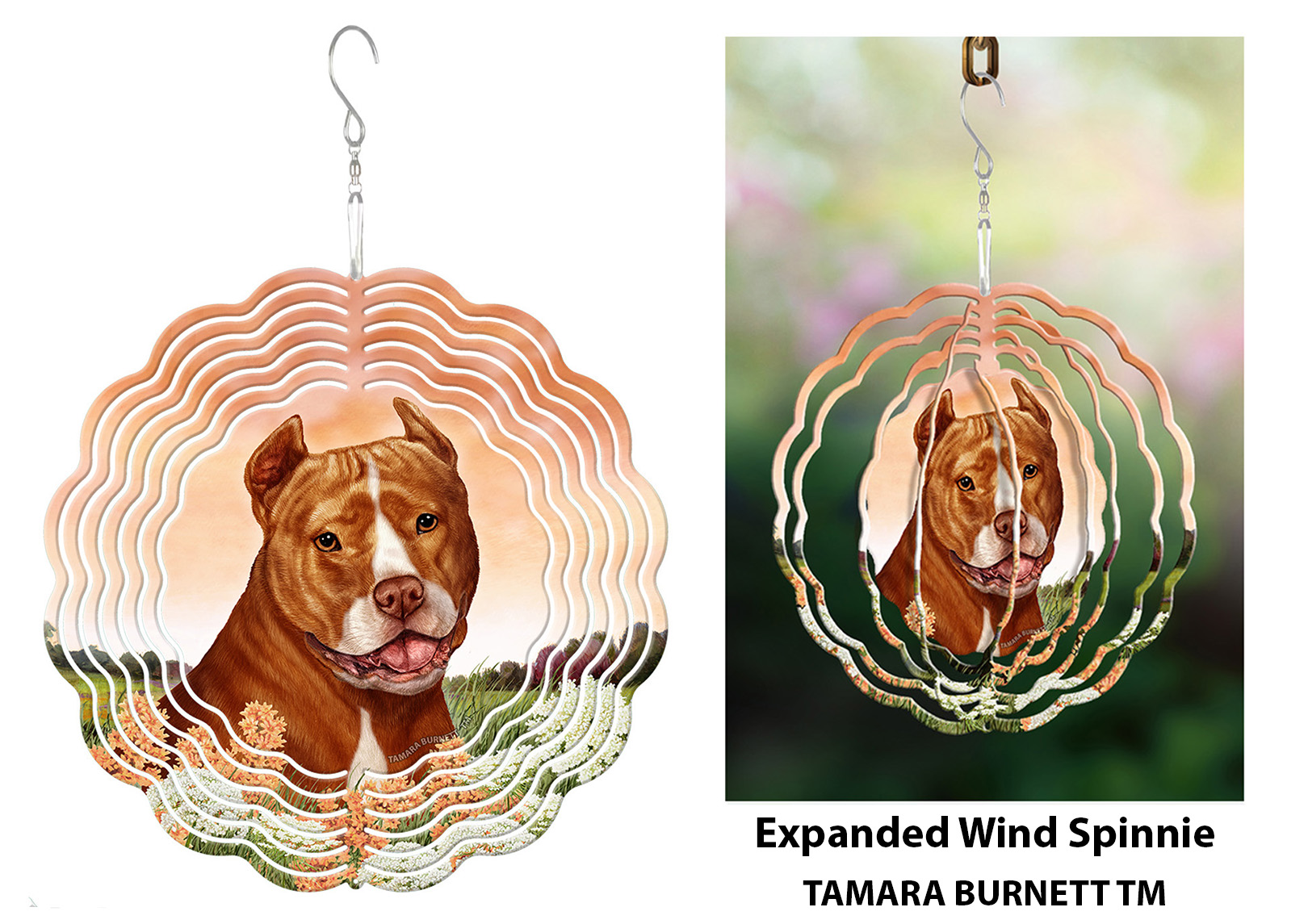 Pit Bull Orange and White Cropped - Wind Spinner image