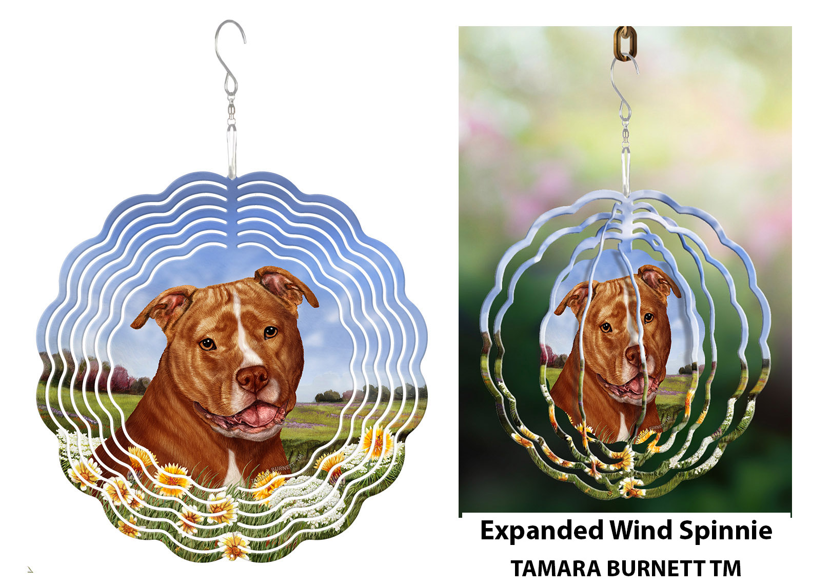 Pit Bull Orange and White Uncropped - Wind Spinner image