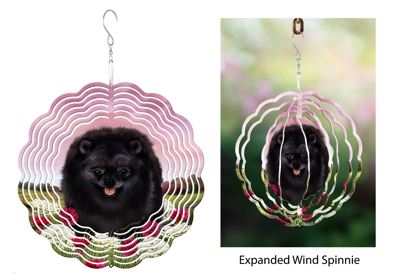 Pomeranian (Black) - Wind Spinner