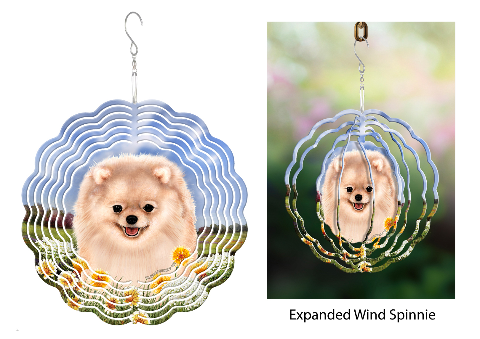 Pomeranian (Cream) - Wind Spinner