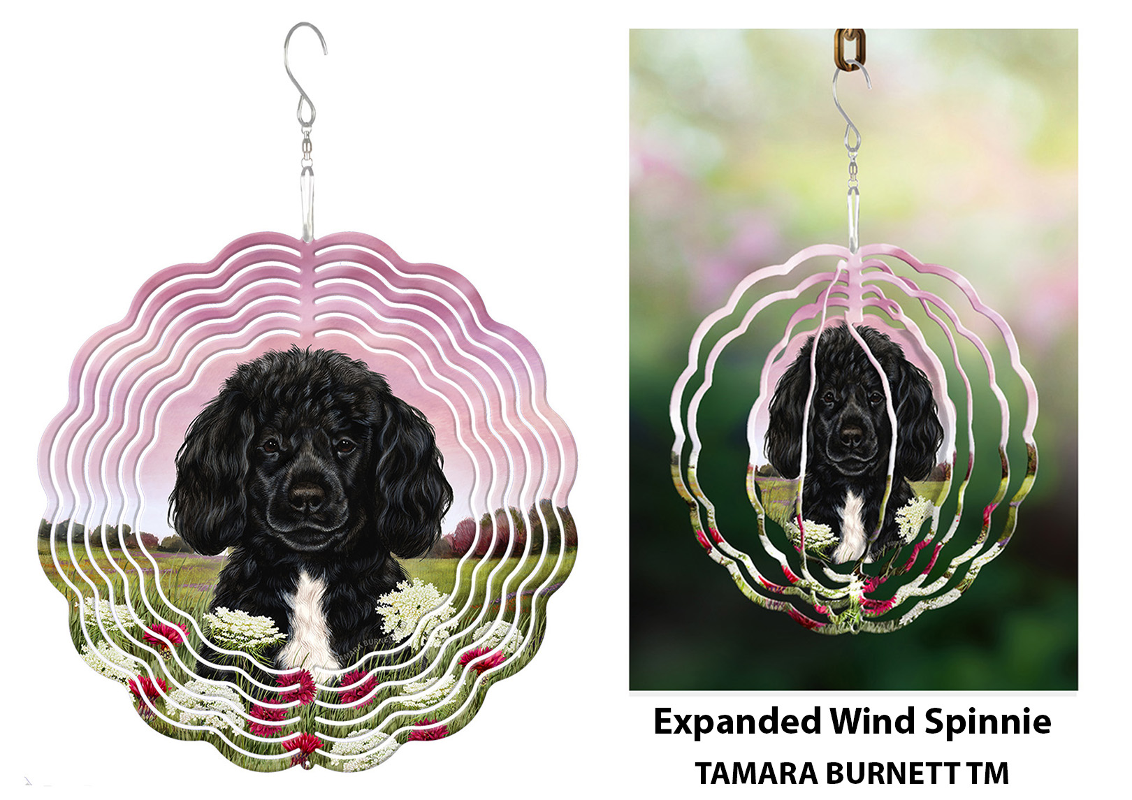 Portuguese Water Dog Black and White Beardless - Wind Spinner image