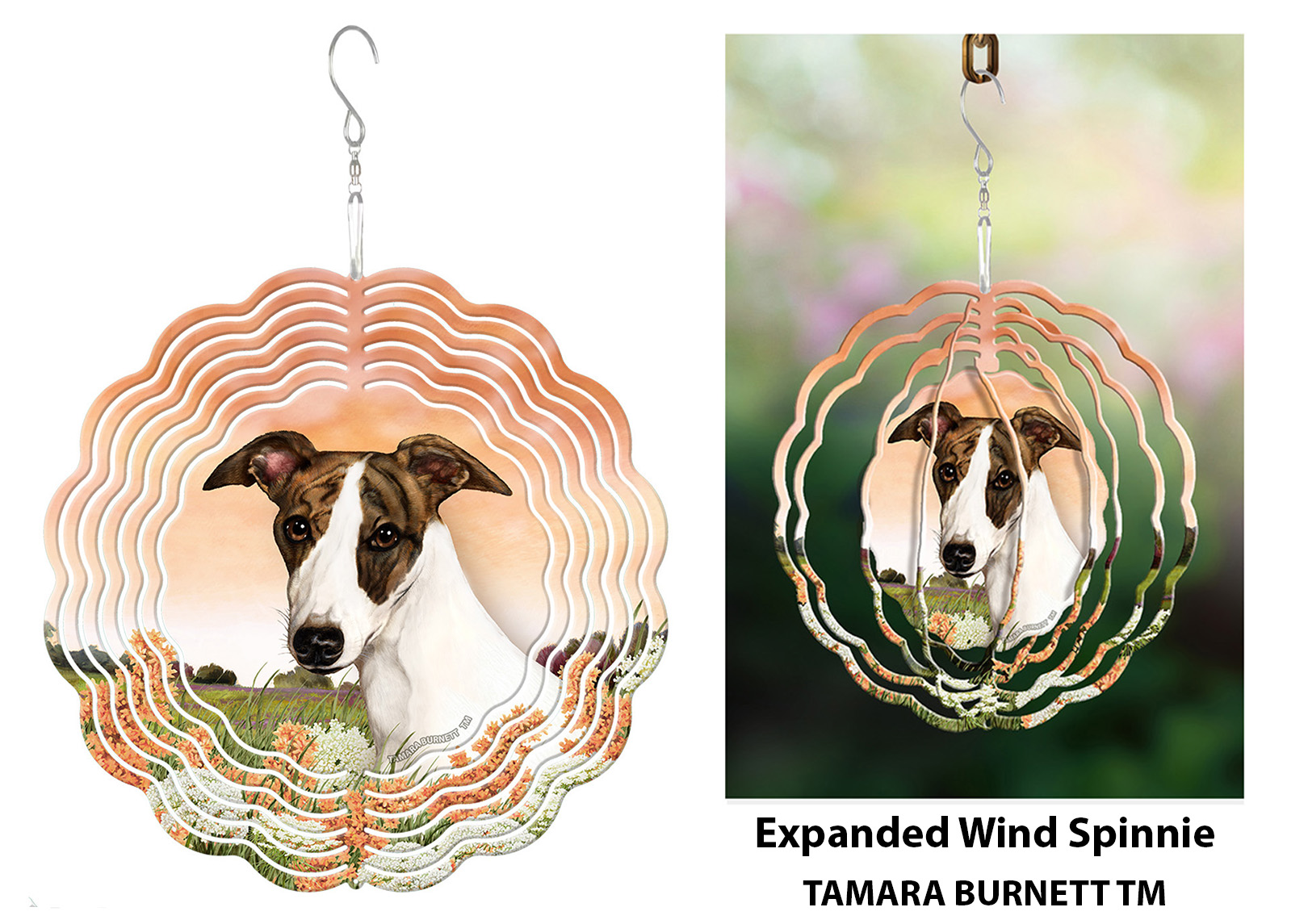 Whippet Dark Brindle and White - Wind Spinner image